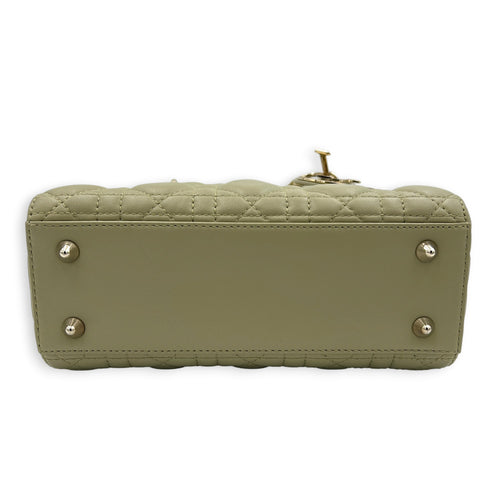 Lady Dior My ABCDior Top Handle Bag Small Green in Lambskin, Gold hardware