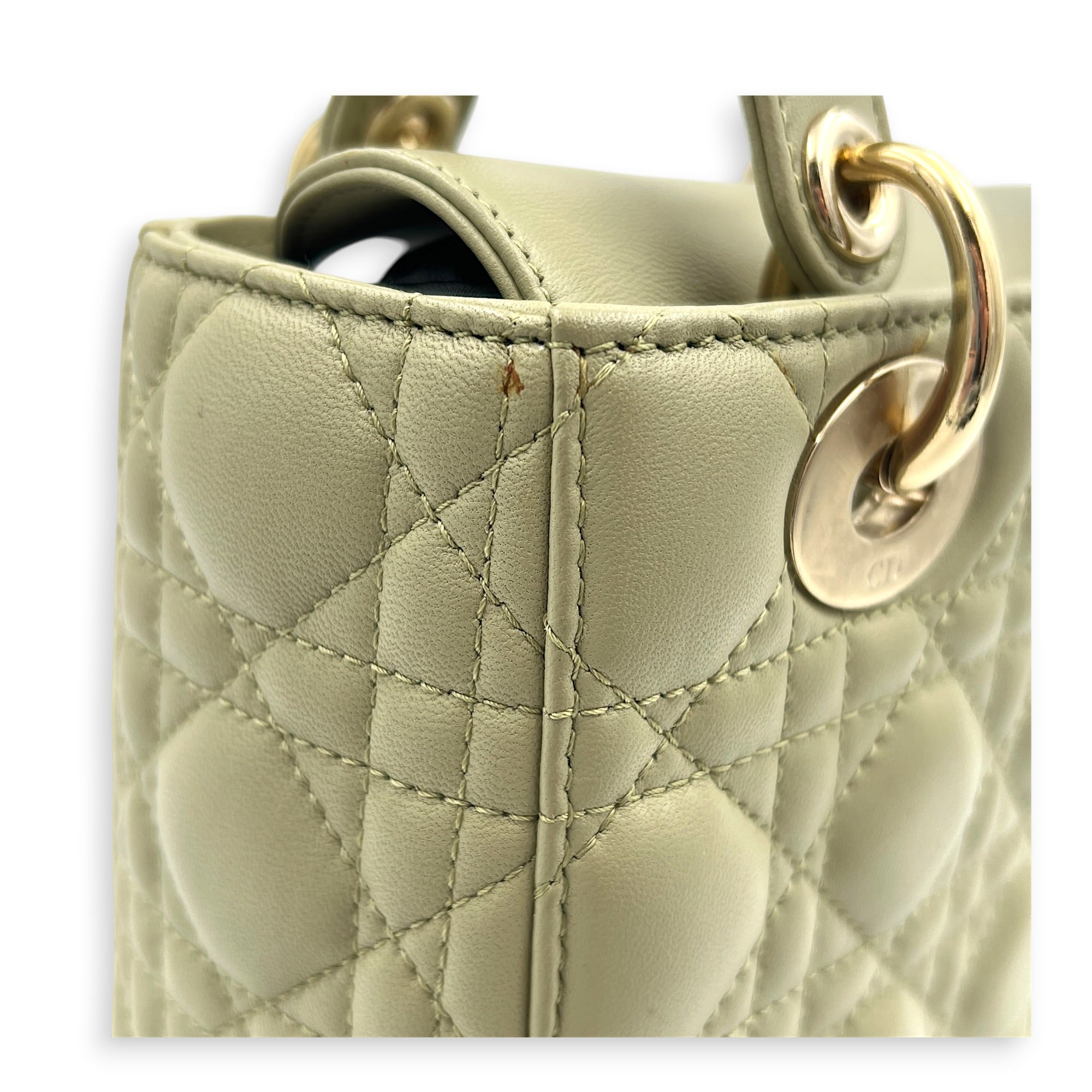 Lady Dior My ABCDior Top Handle Bag Small Green in Lambskin, Gold hardware
