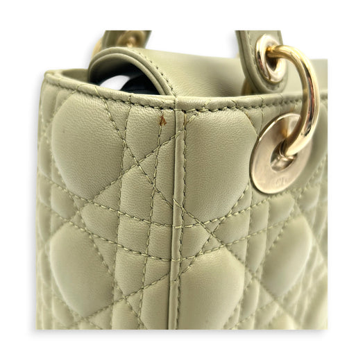 Lady Dior My ABCDior Top Handle Bag Small Green in Lambskin, Gold hardware