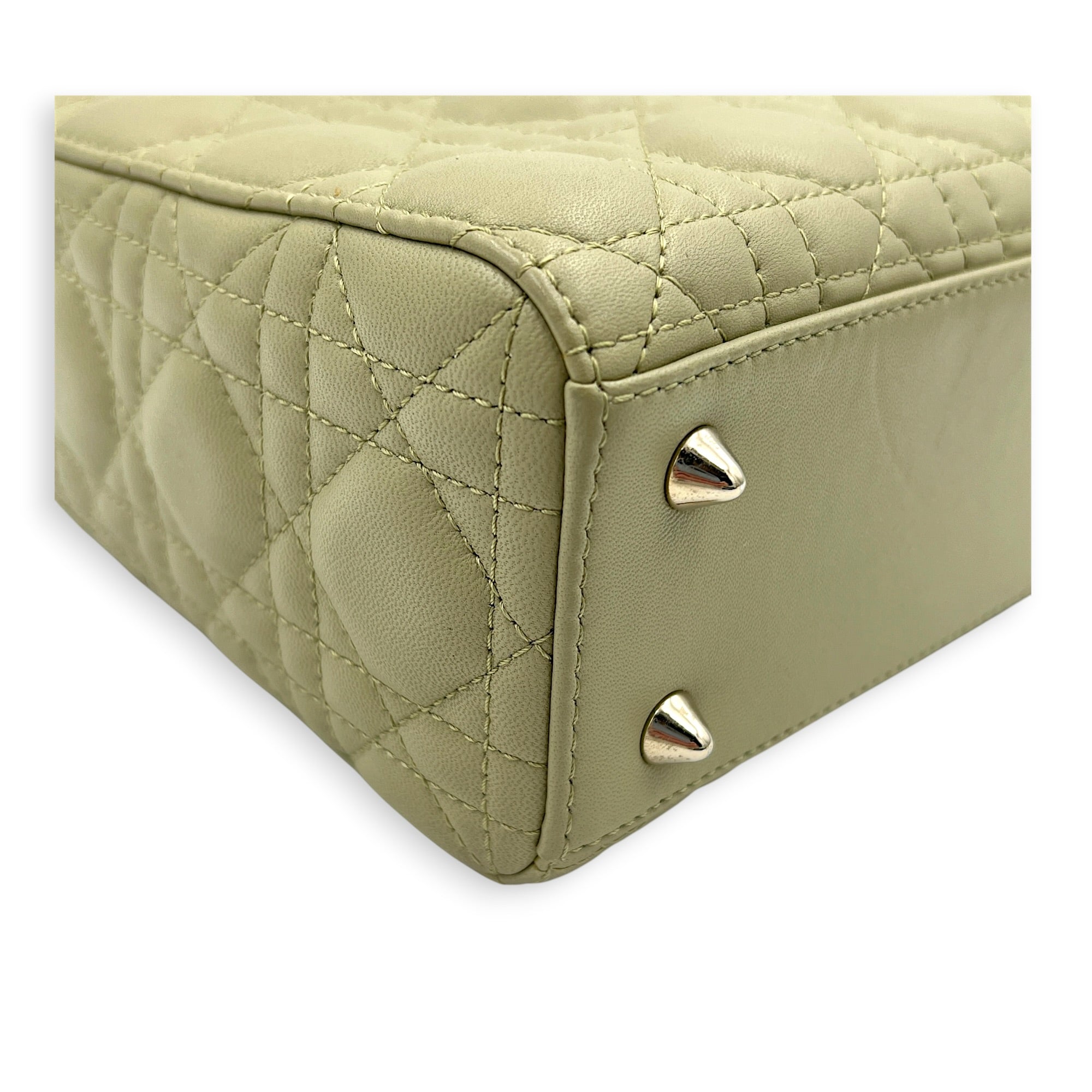 Lady Dior My ABCDior Top Handle Bag Small Green in Lambskin, Gold hardware