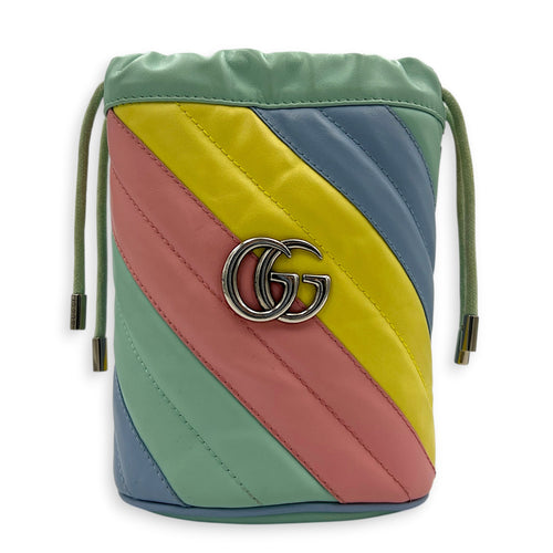 GG Marmont Bucket Bag Multi-colour in Calfskin, Silver hardware