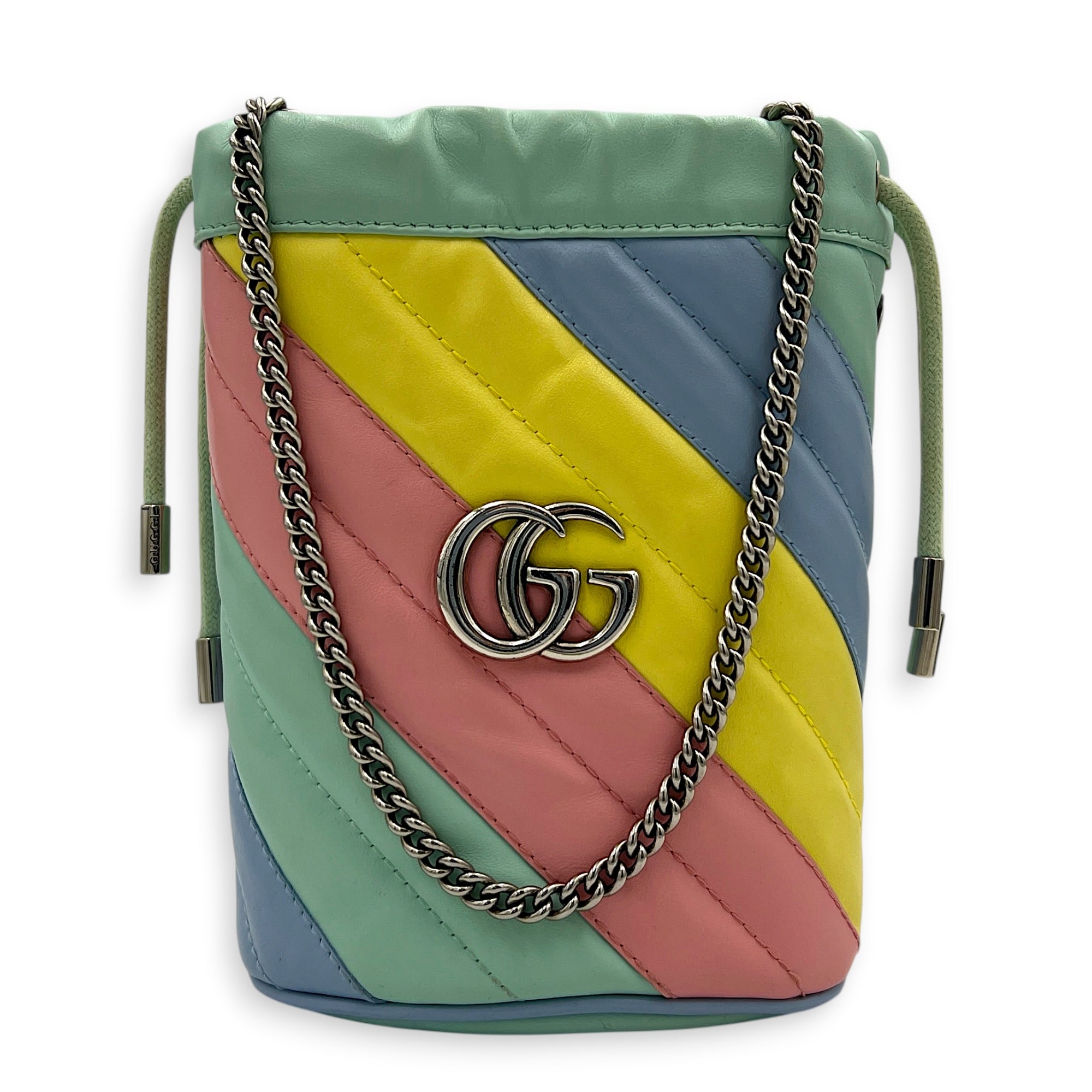 GG Marmont Bucket Bag Multi-colour in Calfskin, Silver hardware