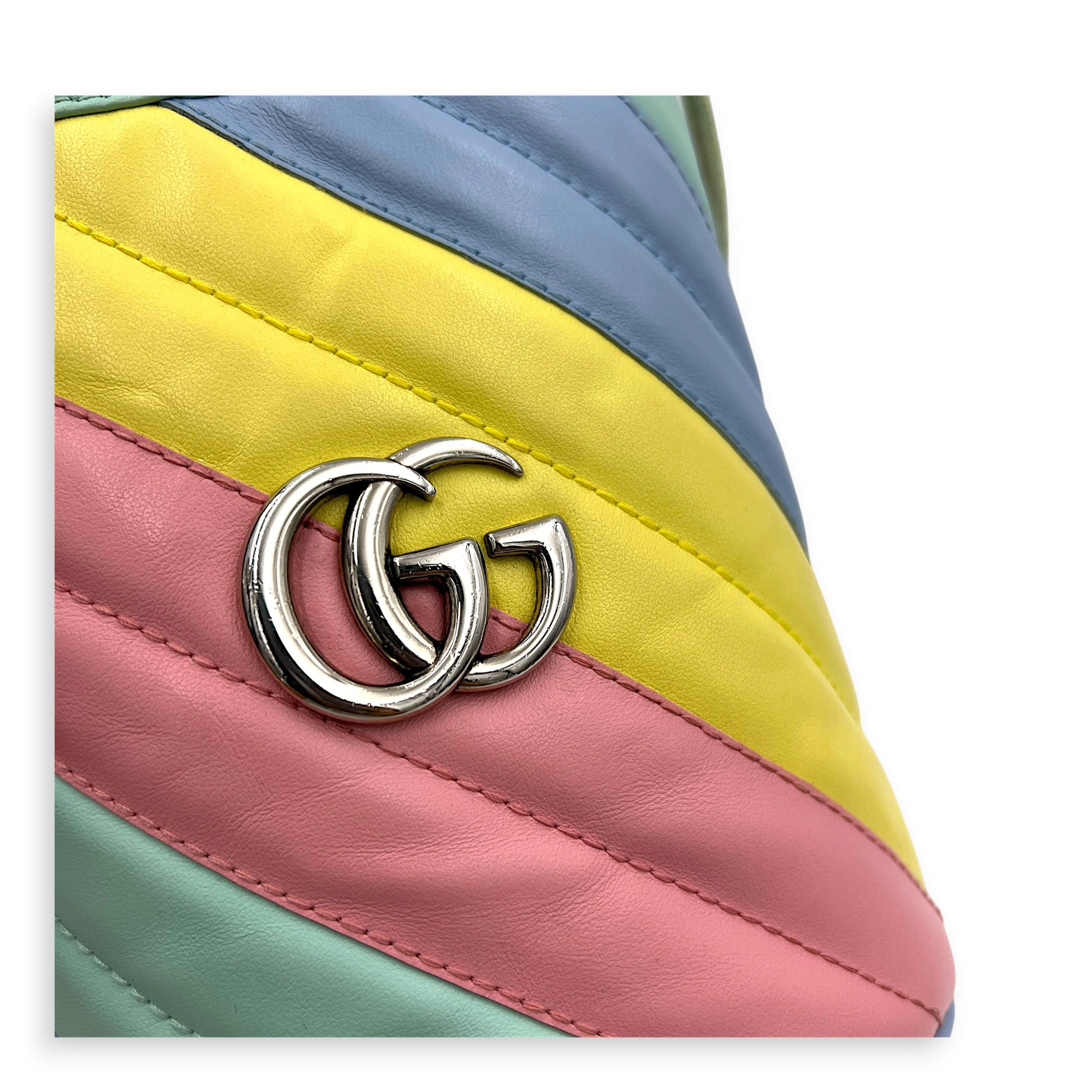 GG Marmont Bucket Bag Multi-colour in Calfskin, Silver hardware