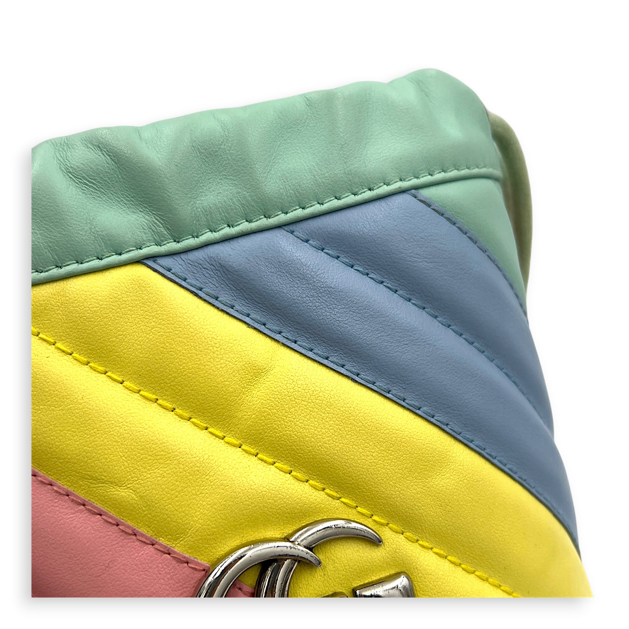 GG Marmont Bucket Bag Multi-colour in Calfskin, Silver hardware