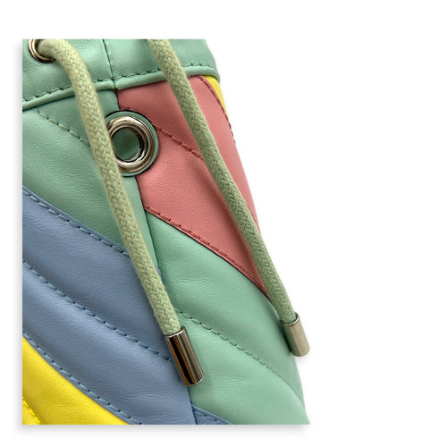 GG Marmont Bucket Bag Multi-colour in Calfskin, Silver hardware
