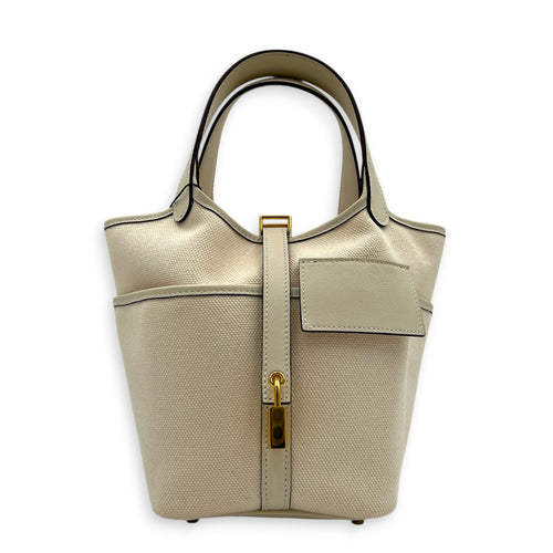 Picotin Cargo 18 Nata Top Handle Bag in Canvas, Gold hardware