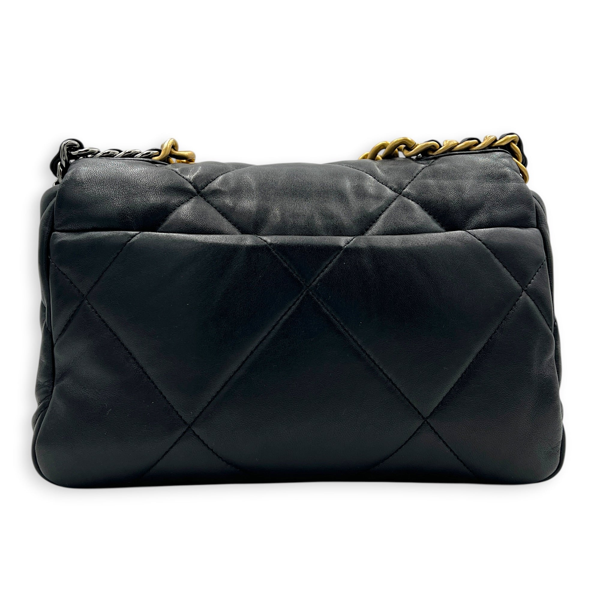 C19 Small Black Shoulder Bag in Lambskin, Gold hardware