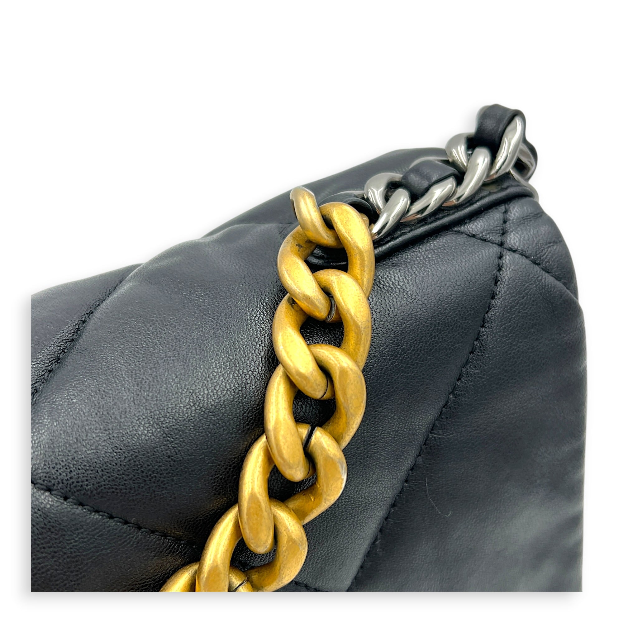 C19 Small Black Shoulder Bag in Lambskin, Gold hardware