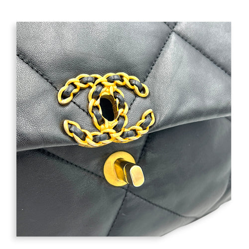 C19 Small Black Shoulder Bag in Lambskin, Gold hardware