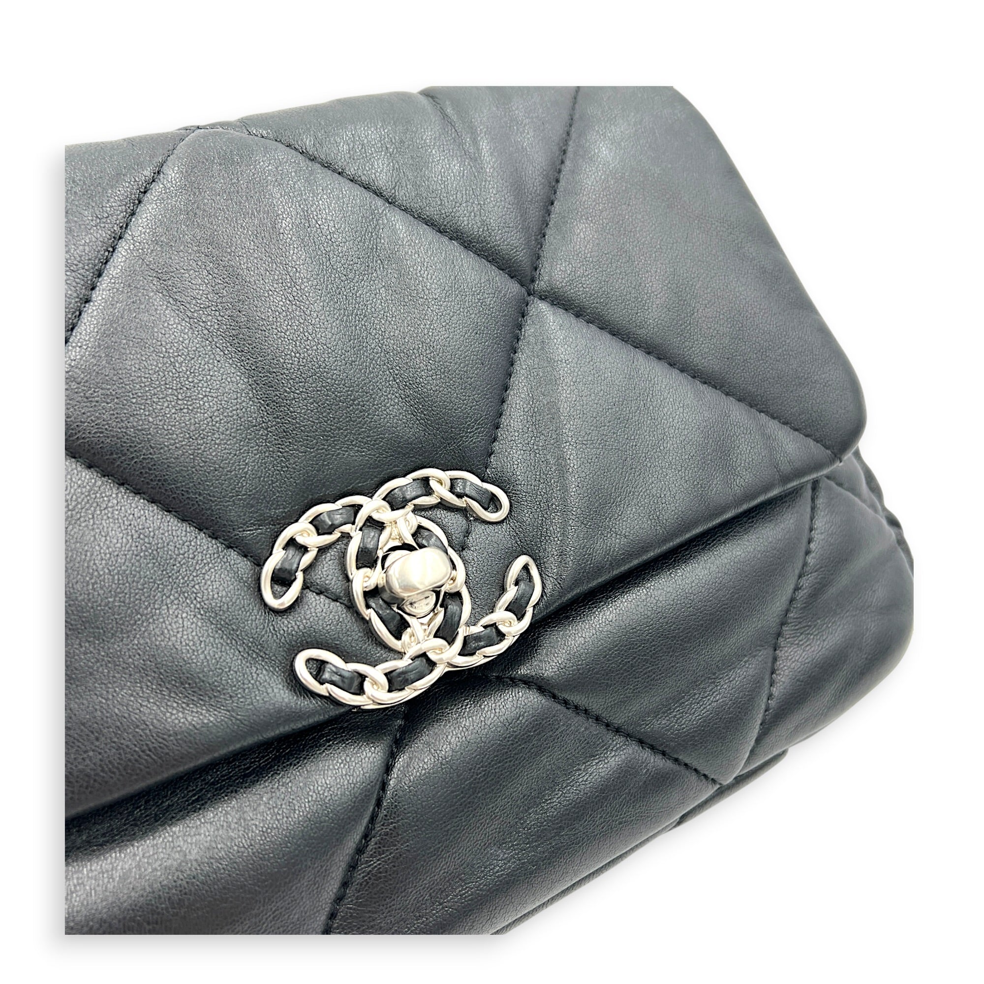 C19 Shoulder Bag Small Black in Lambskin, Silver hardware