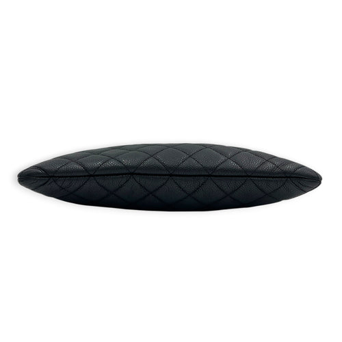 CC Black O Case Pouch in Caviar Leather, Silver hardware