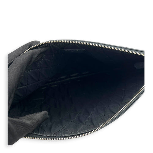 CC Black O Case Pouch in Caviar Leather, Silver hardware