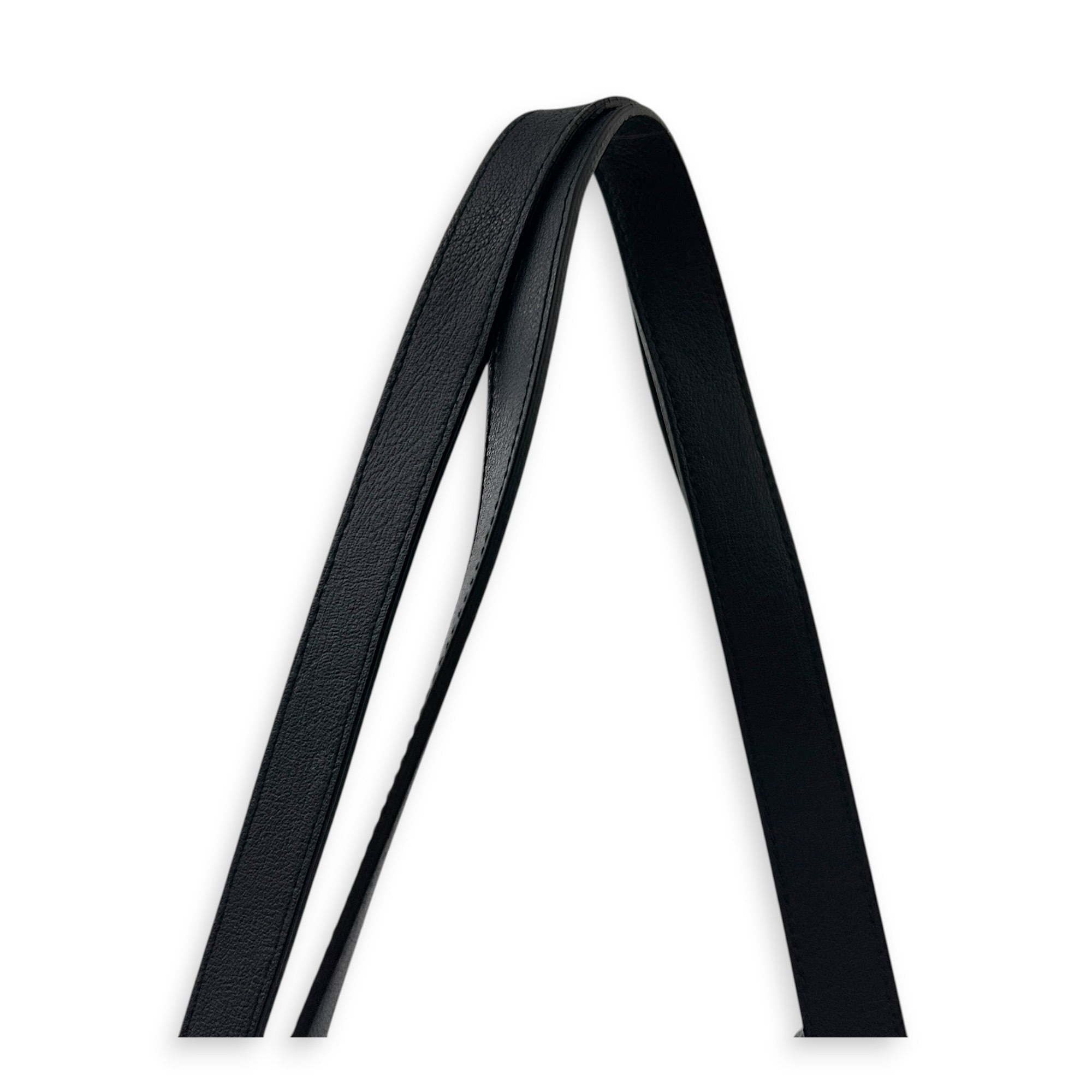 Logo Tote Bag Black in Calfskin, Silver hardware