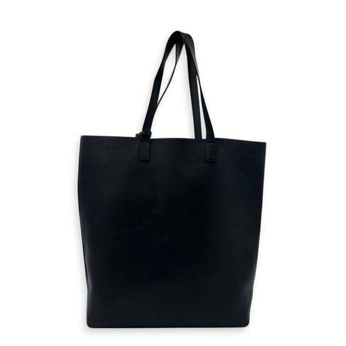 Logo Tote Bag Black in Calfskin, Silver hardware