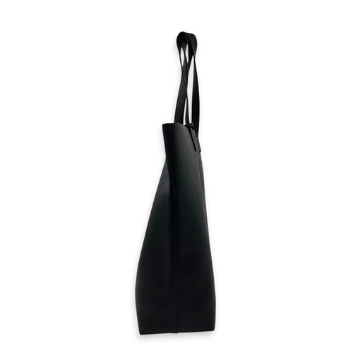 Logo Tote Bag Black in Calfskin, Silver hardware