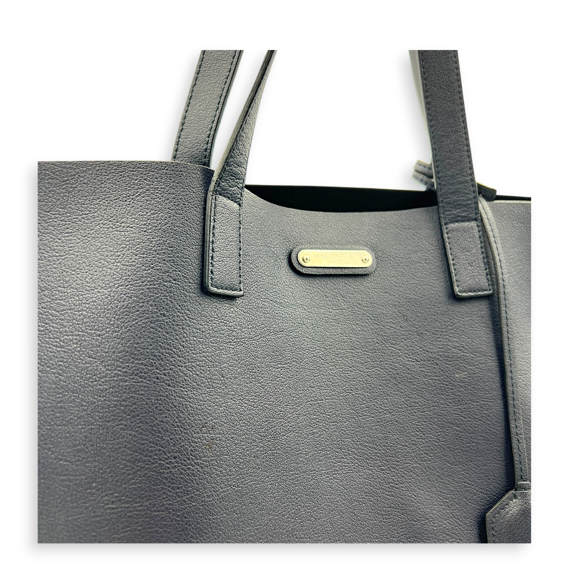 Logo Tote Bag Black in Calfskin, Silver hardware