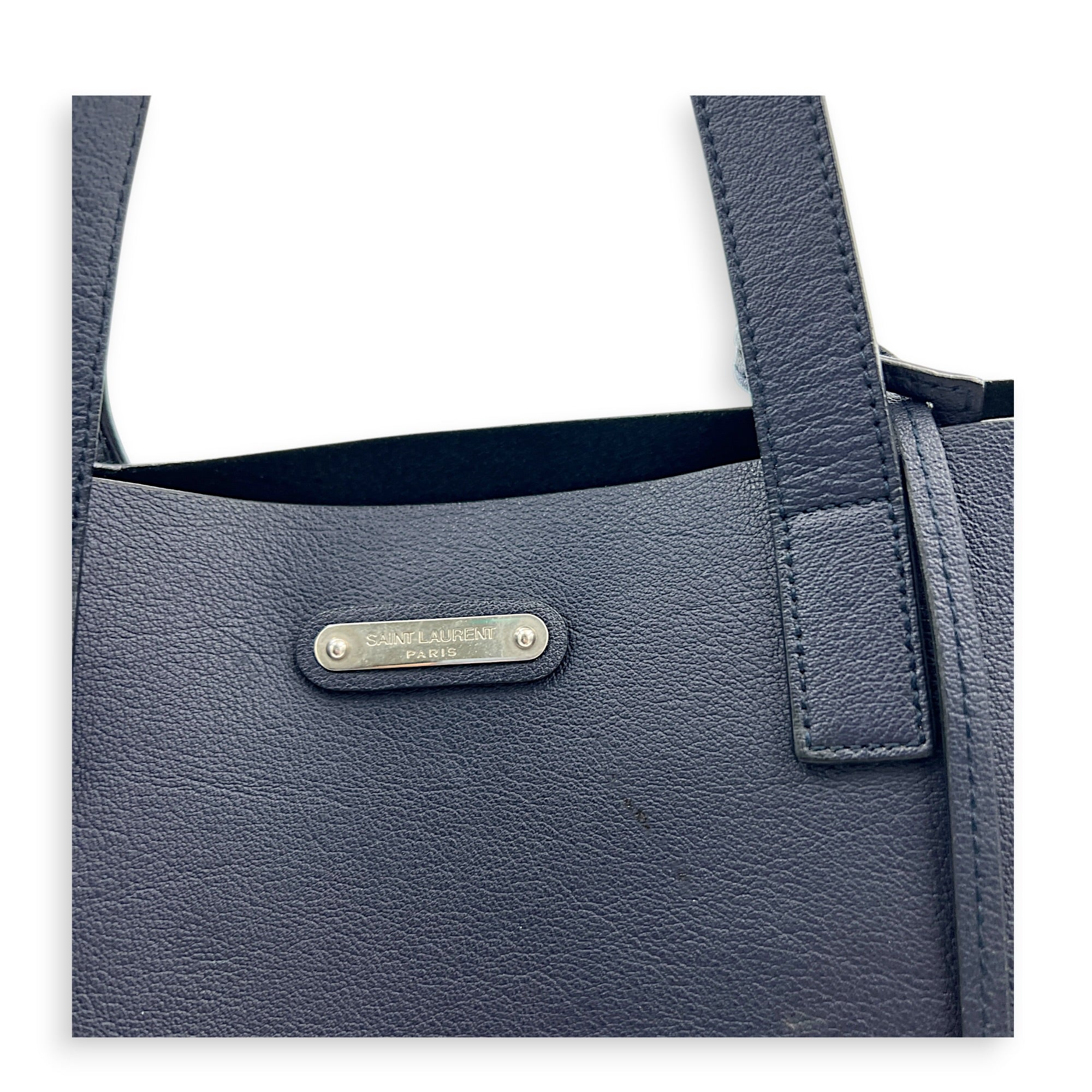Logo Tote Bag Black in Calfskin, Silver hardware