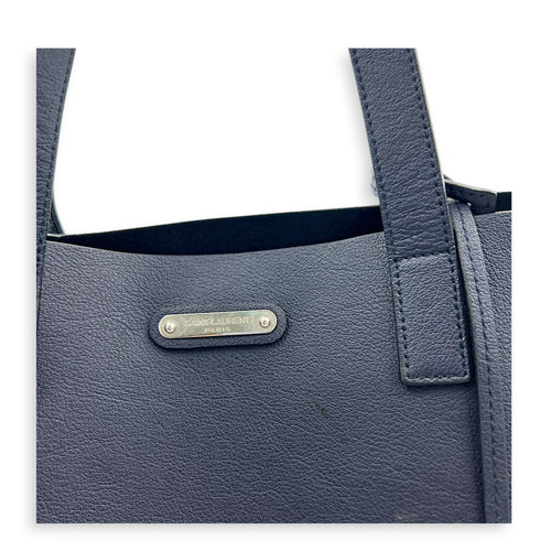 Logo Tote Bag Black in Calfskin, Silver hardware