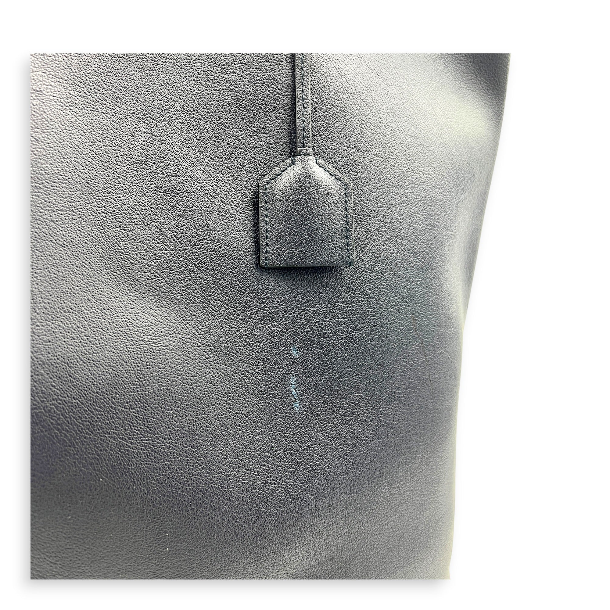 Logo Tote Bag Black in Calfskin, Silver hardware