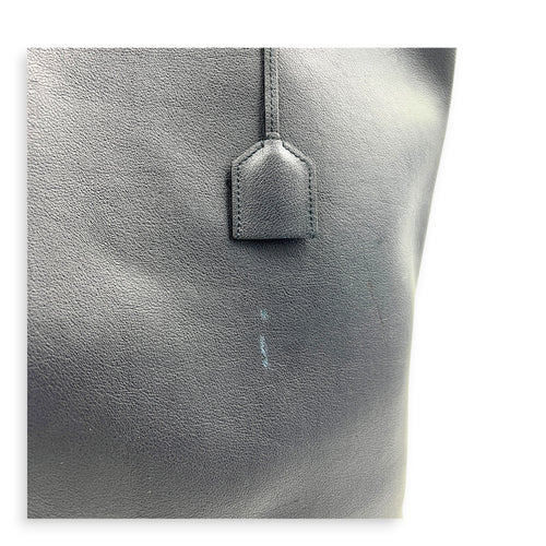 Logo Tote Bag Black in Calfskin, Silver hardware