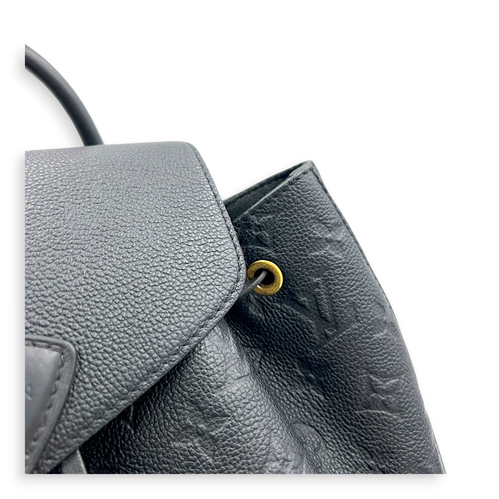Montsouris Backpack Black in Empreinte Leather, Gold hardware