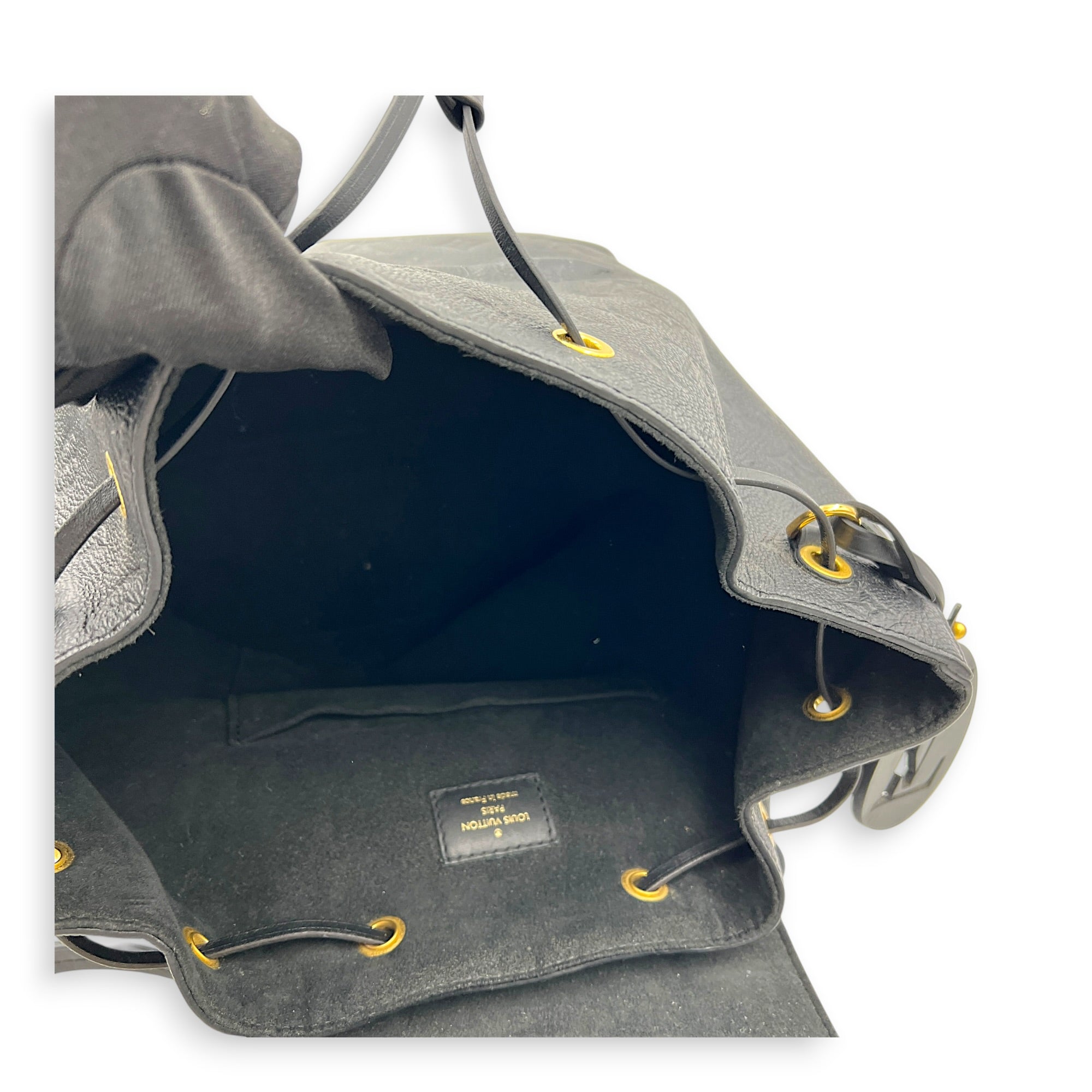 Montsouris Backpack Black in Empreinte Leather, Gold hardware