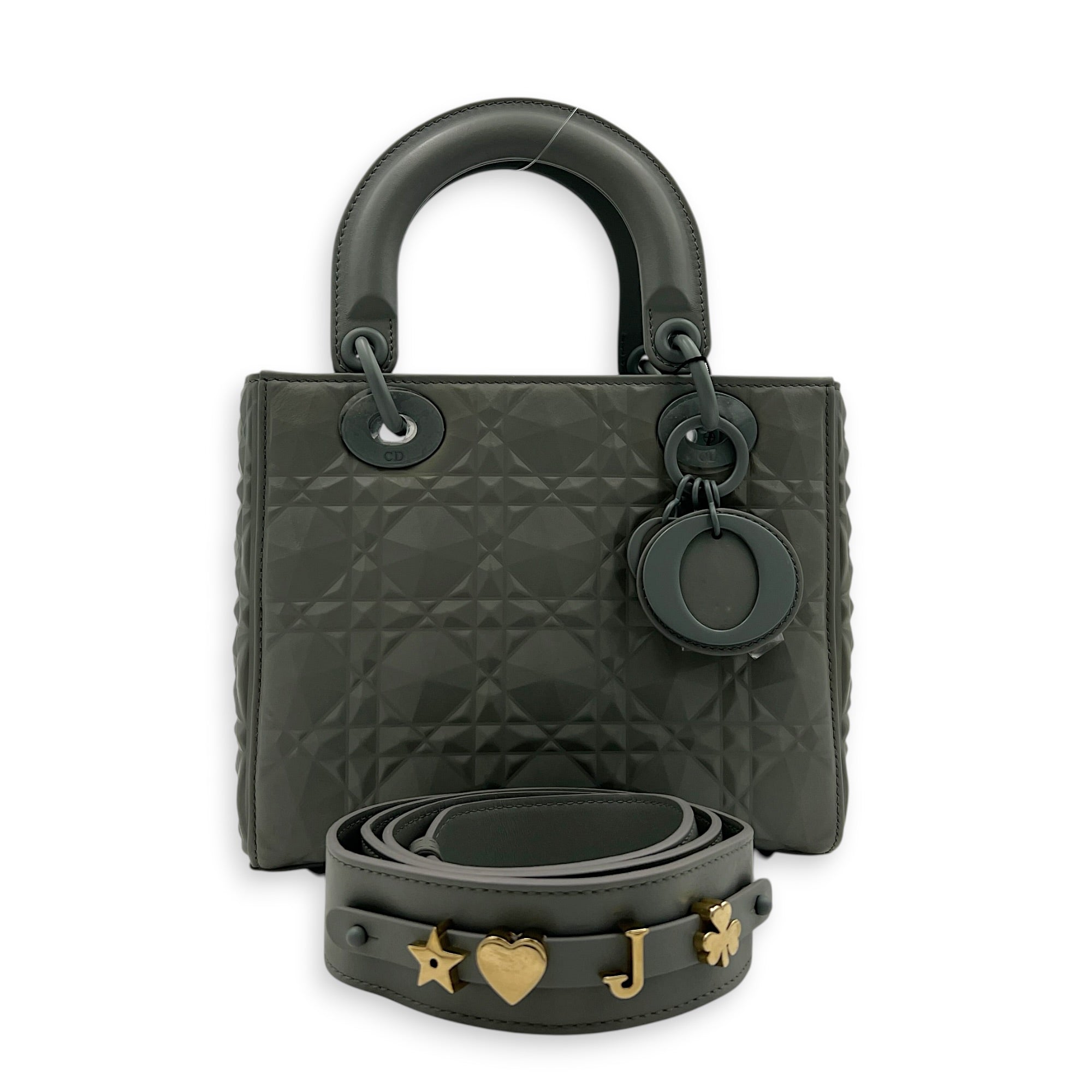 Lady Dior My ABCDior Small Ultramatte Diamond Top Handle Bag in Lambskin, Ultramatte hardware