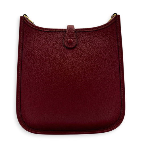 Evelyne Mini Rouge Grenat Crossbody Bag in Clemence, Gold hardware