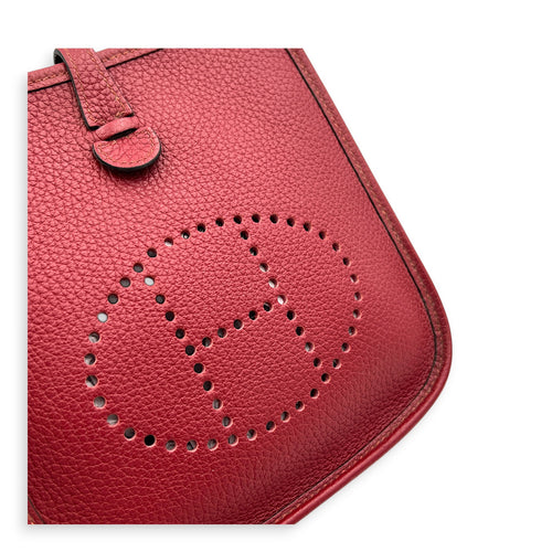 Evelyne Mini Rouge Grenat Crossbody Bag in Clemence, Gold hardware
