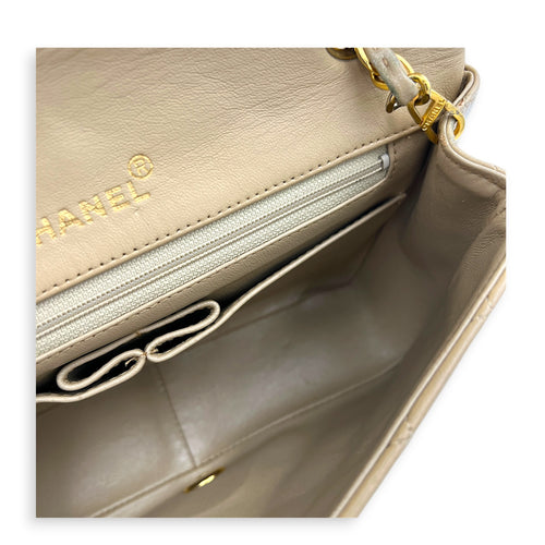 CC Shoulder Bag Beige in Calfskin, Gold hardware