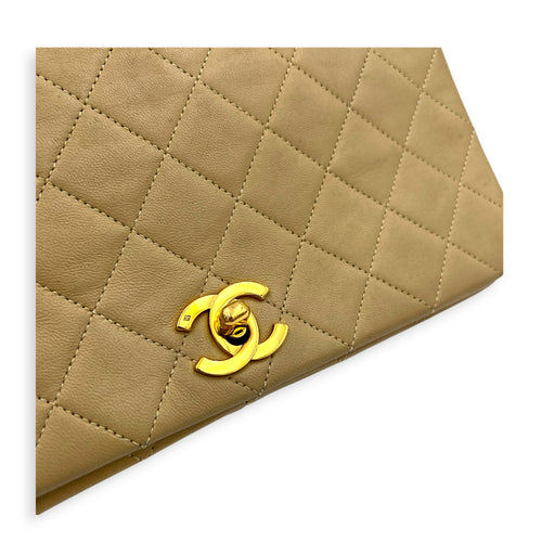 CC Shoulder Bag Beige in Calfskin, Gold hardware