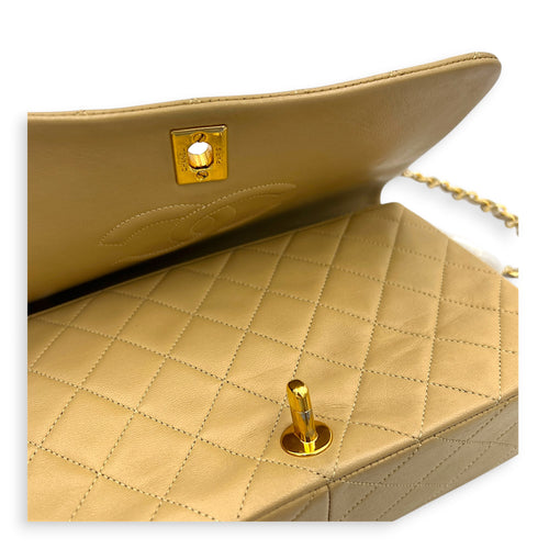 CC Shoulder Bag Beige in Calfskin, Gold hardware