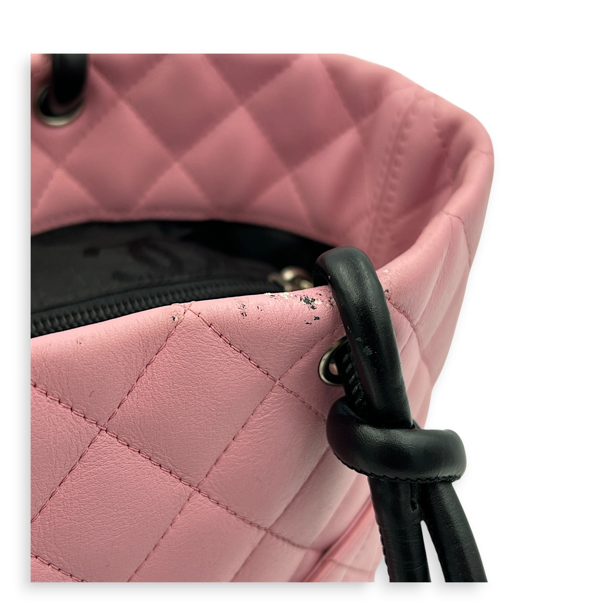 Cambon Tote Bag Pink in Calfskin, Silver hardware