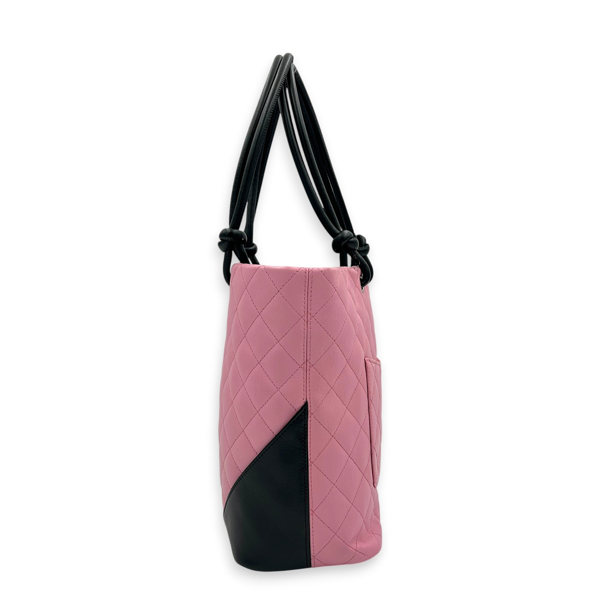 Cambon Tote Bag Pink in Calfskin, Silver hardware
