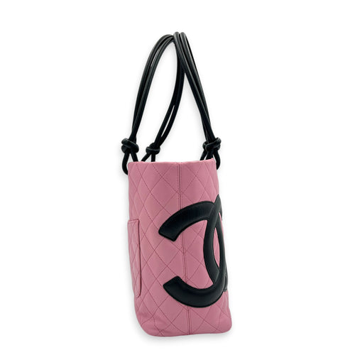 Cambon Tote Bag Pink in Calfskin, Silver hardware