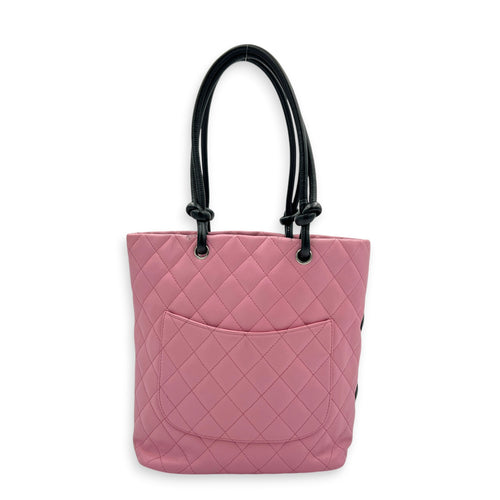 Cambon Tote Bag Pink in Calfskin, Silver hardware