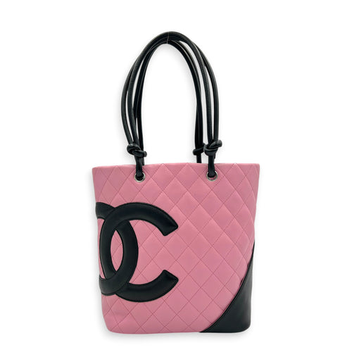 Cambon Tote Bag Pink in Calfskin, Silver hardware