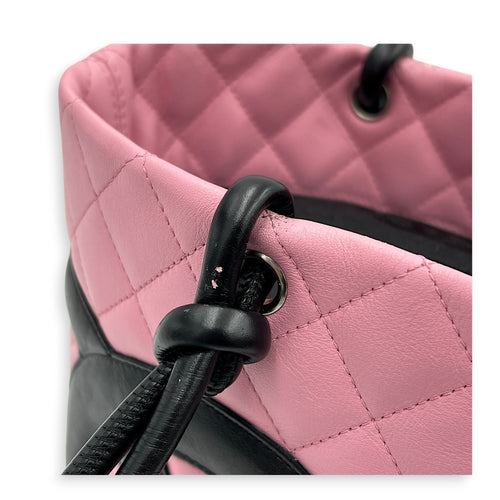 Cambon Tote Bag Pink in Calfskin, Silver hardware