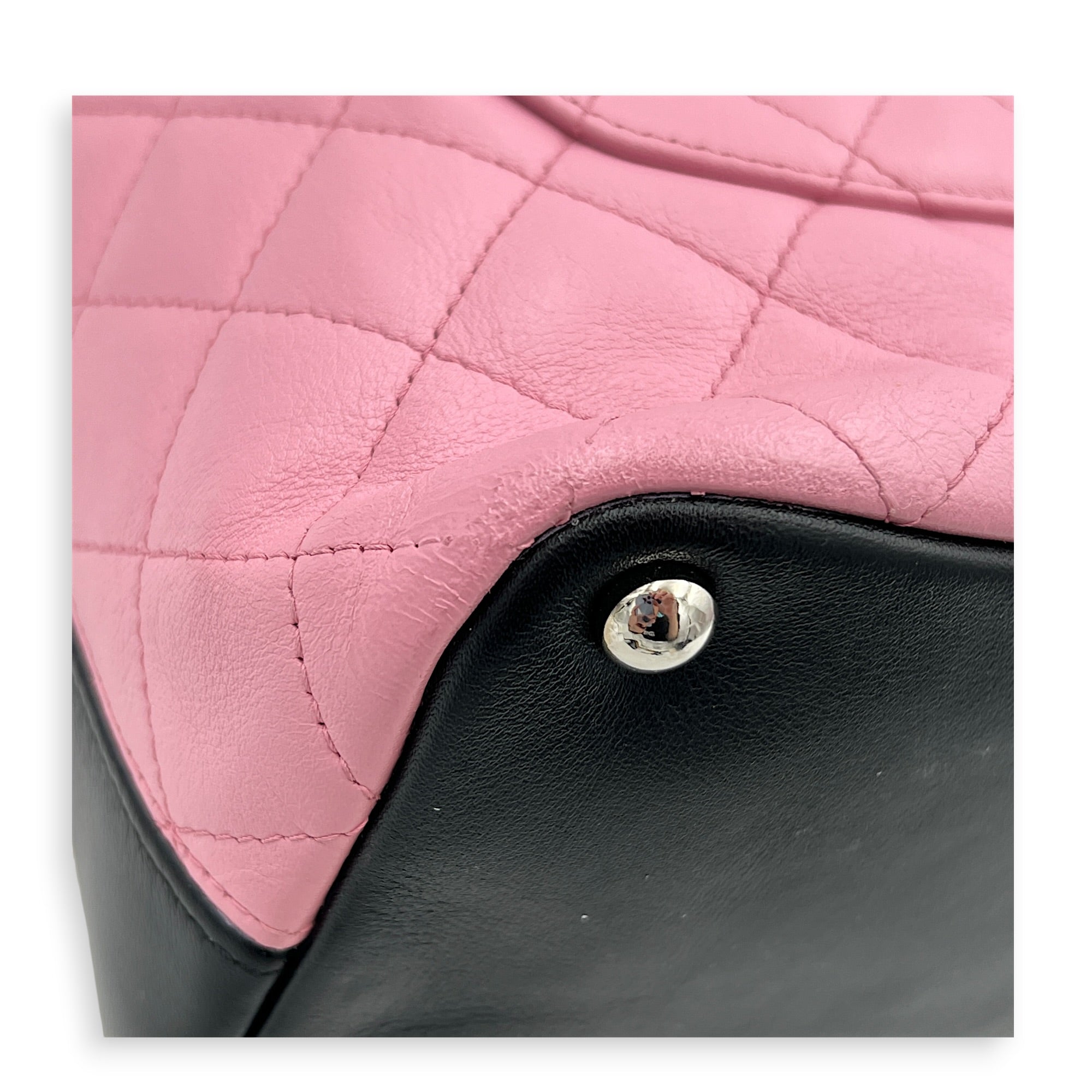 Cambon Tote Bag Pink in Calfskin, Silver hardware