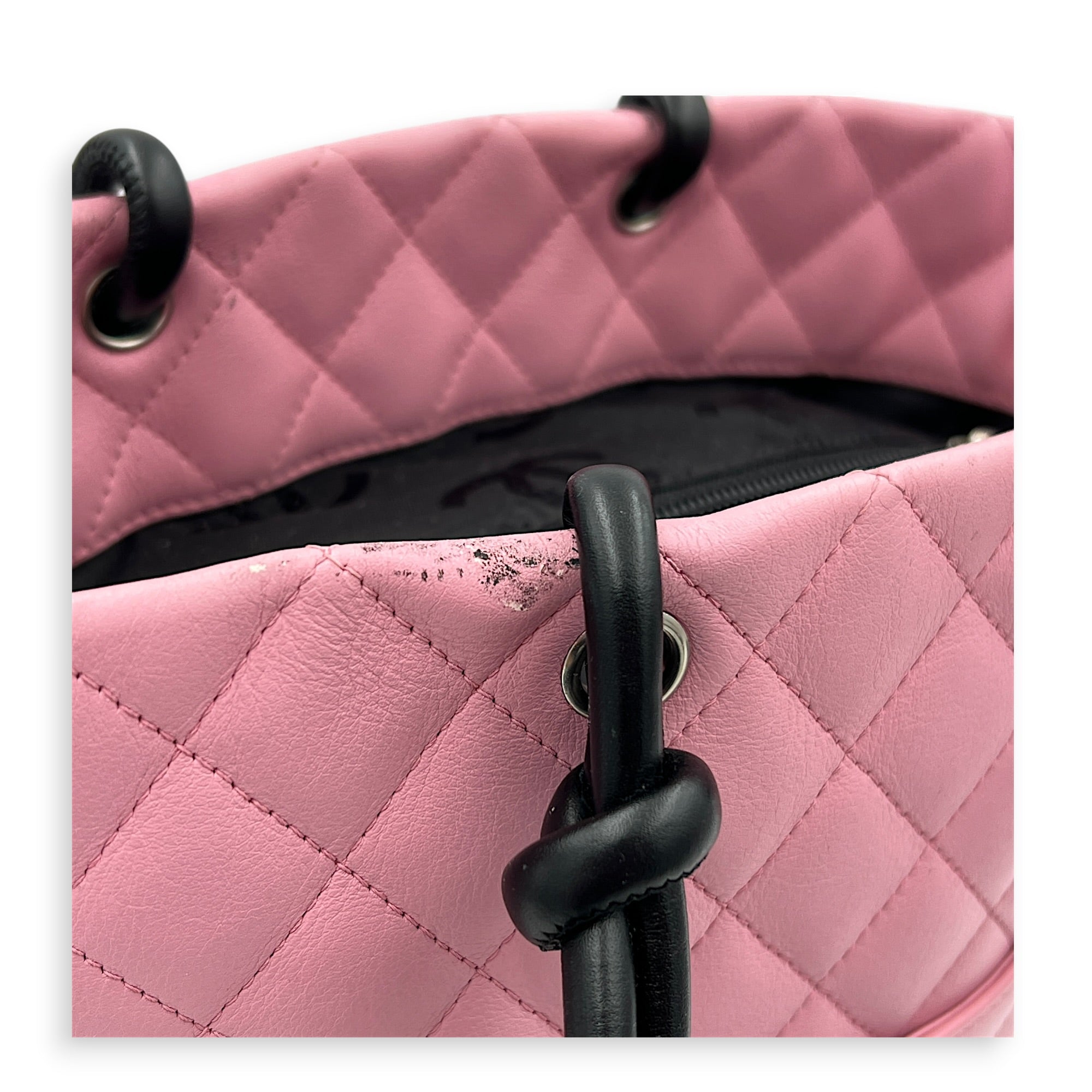 Cambon Tote Bag Pink in Calfskin, Silver hardware