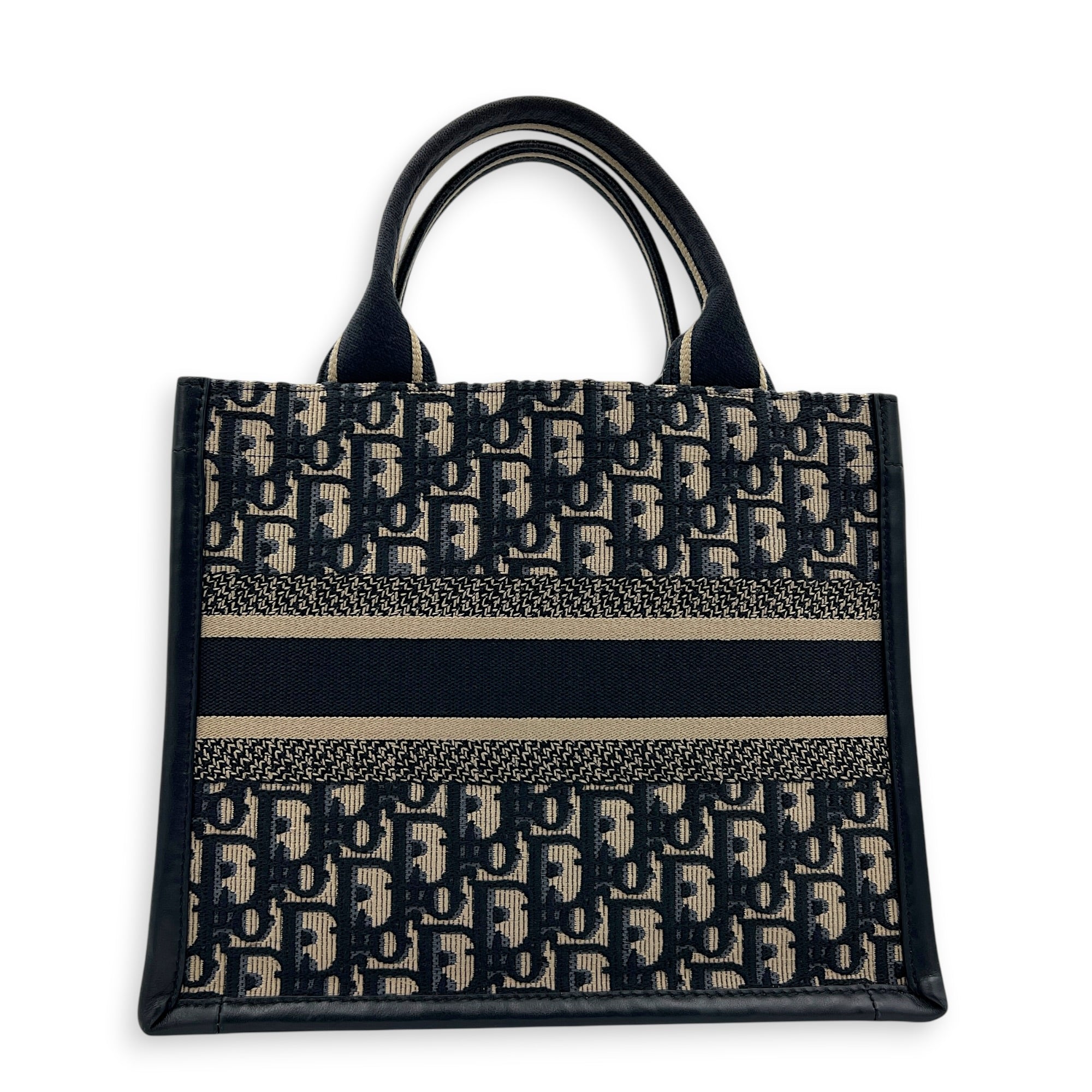 Book Tote Top Handle Bag Blue in Canvas, Gold hardware