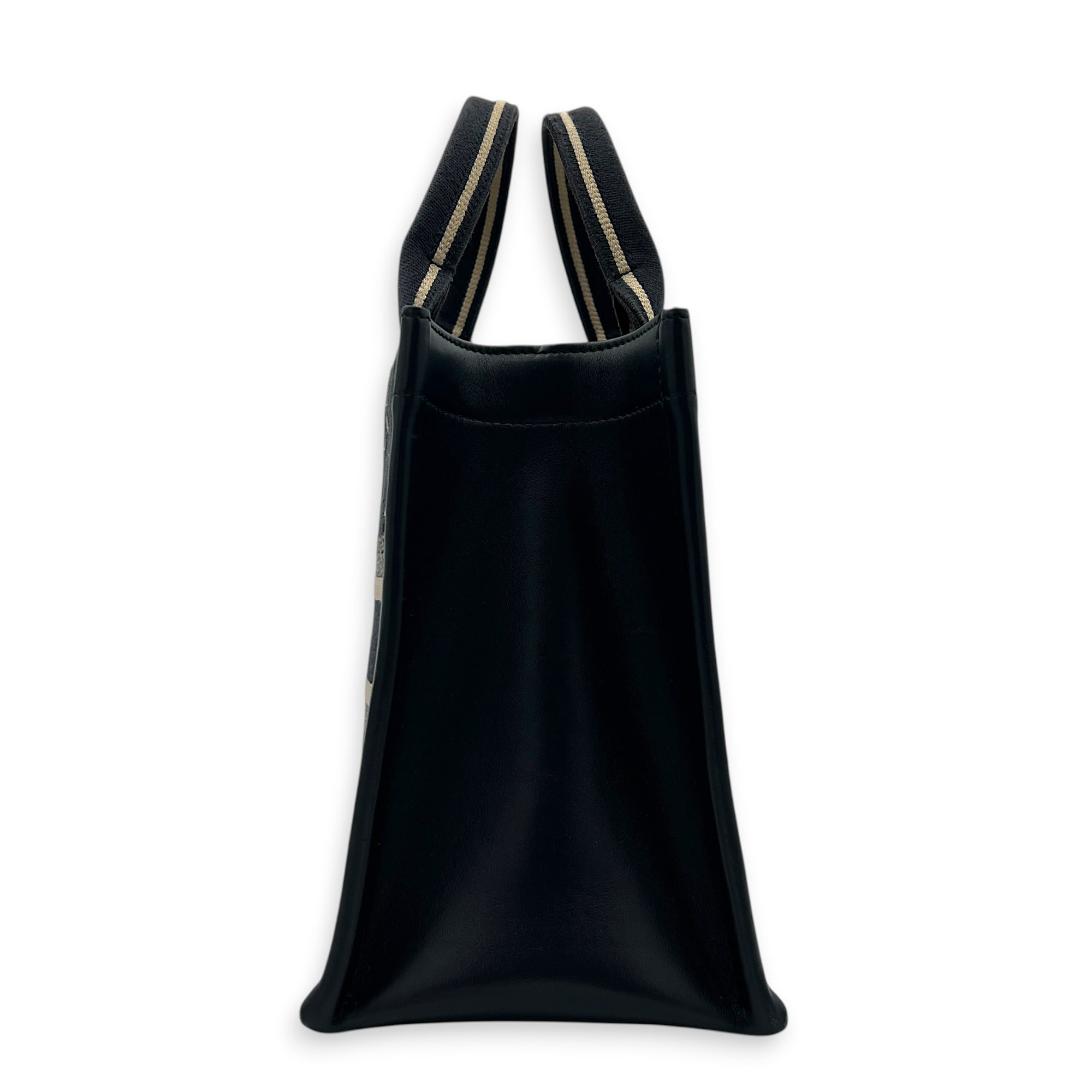 Book Tote Top Handle Bag Blue in Canvas, Gold hardware