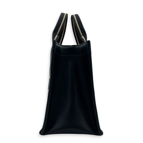 Book Tote Top Handle Bag Blue in Canvas, Gold hardware