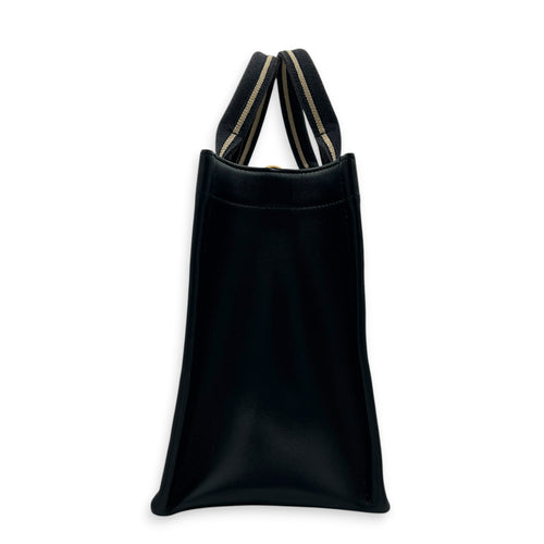 Book Tote Top Handle Bag Blue in Canvas, Gold hardware