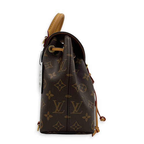 Montsouris Backpack BB Brown in Monogram Coated Canvas, Gold hardware