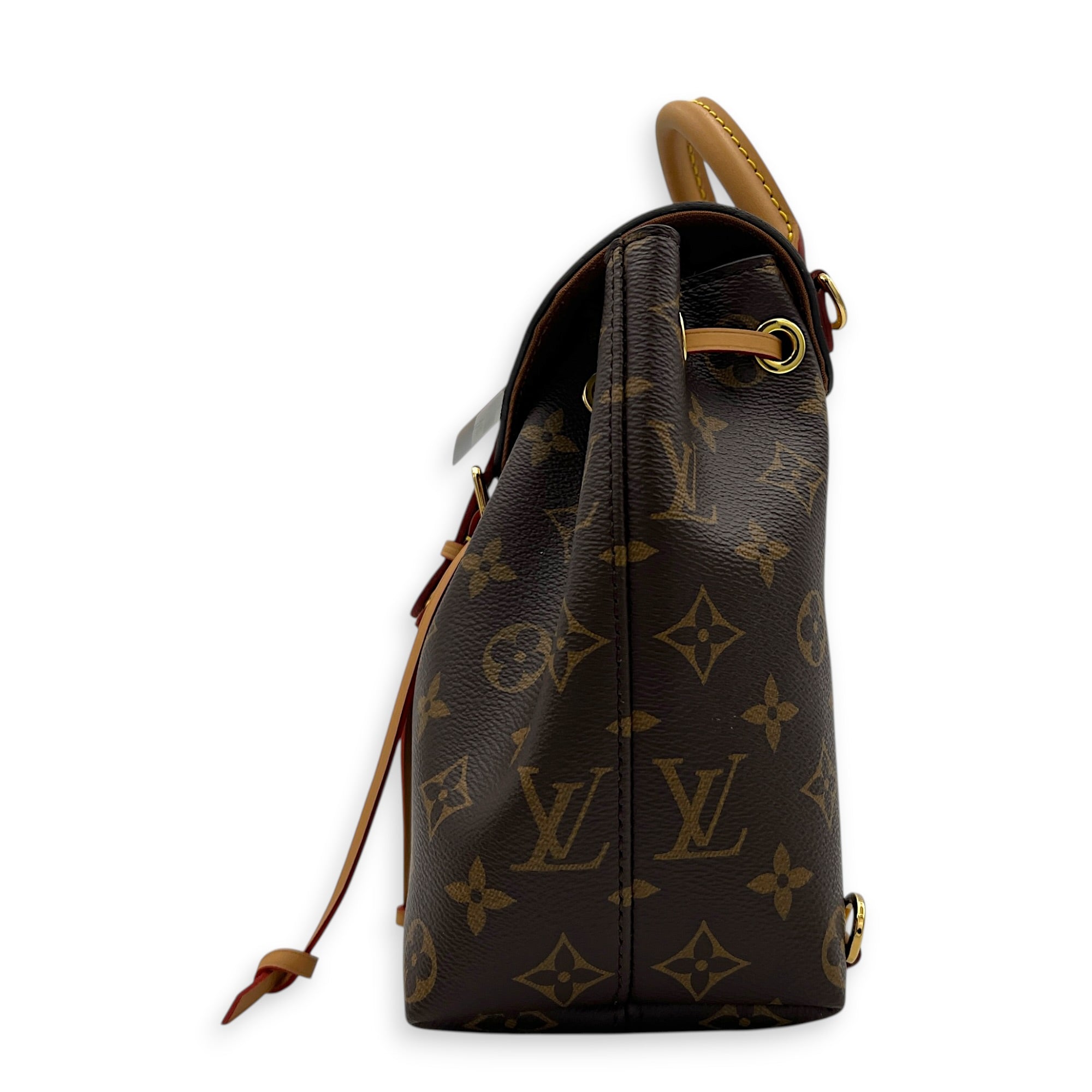 Montsouris Backpack BB Brown in Monogram Coated Canvas, Gold hardware