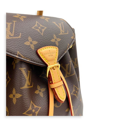 Montsouris Backpack BB Brown in Monogram Coated Canvas, Gold hardware