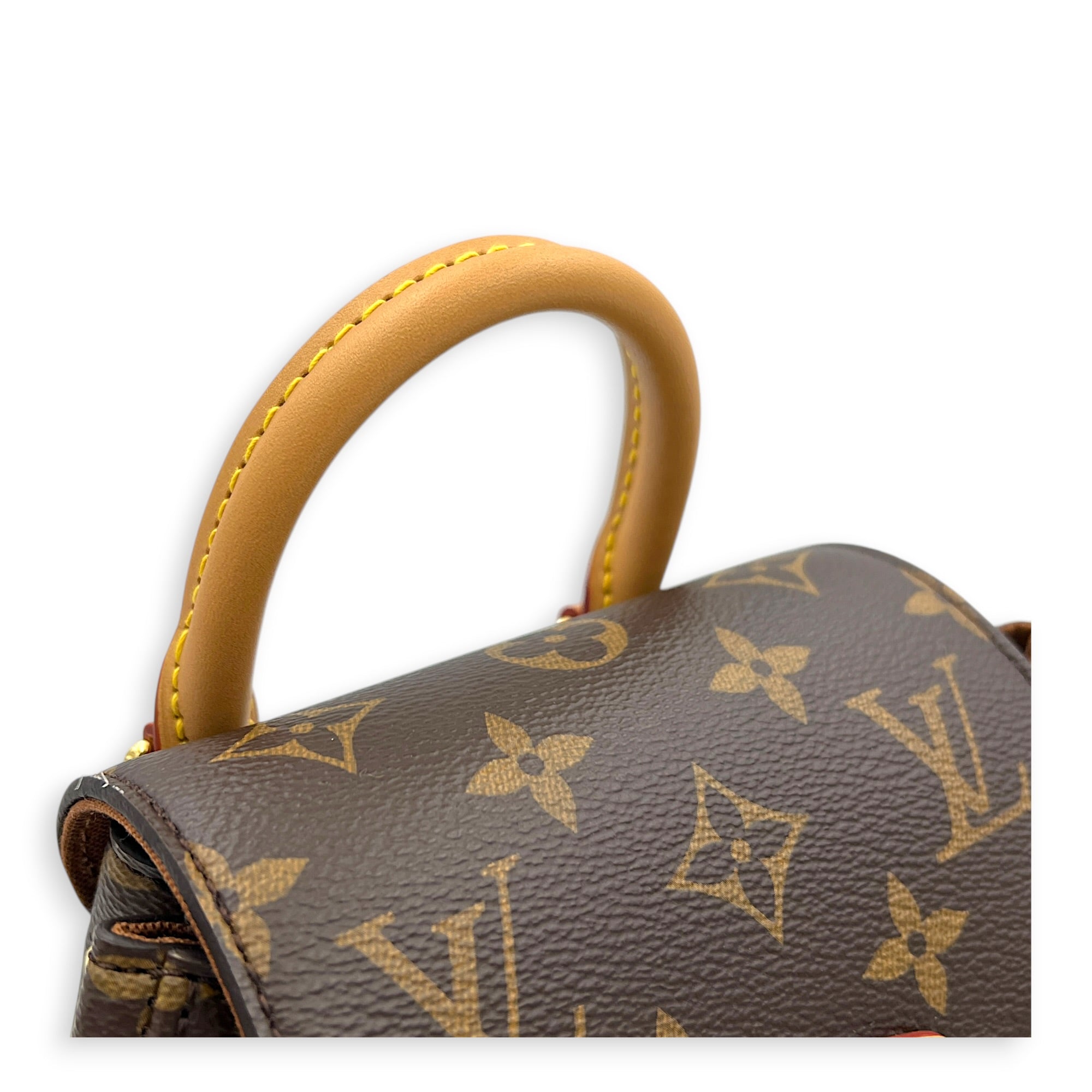Montsouris Backpack BB Brown in Monogram Coated Canvas, Gold hardware