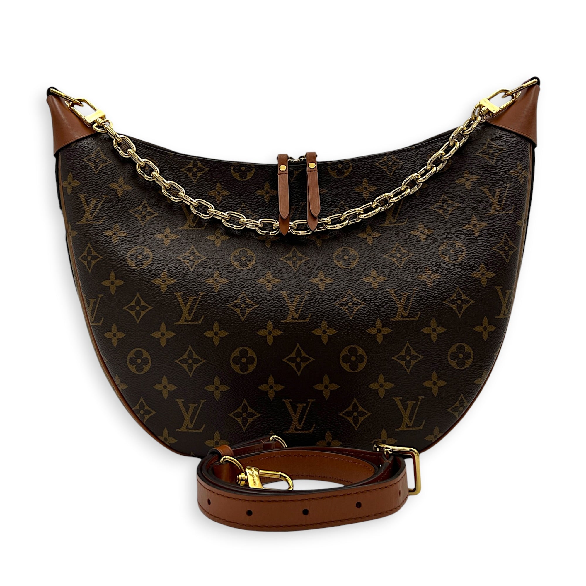 Loop Shoulder Bag Brown in Monogram Coated Canvas, Gold hardware