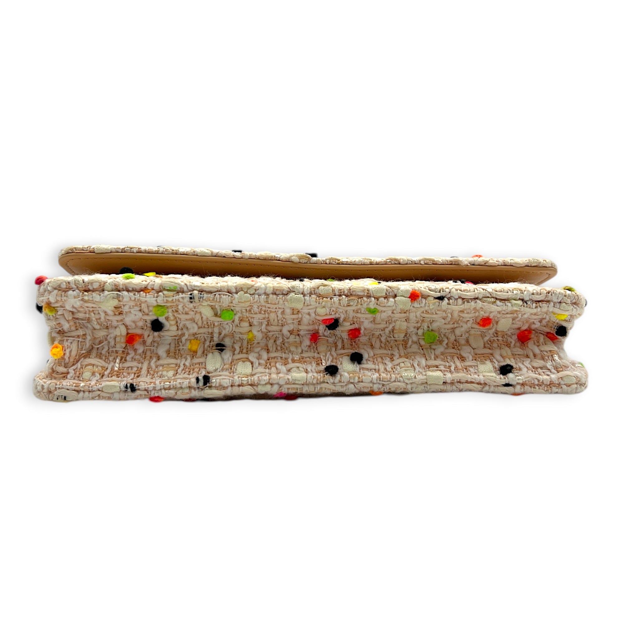 CC Classic Wallet On Chain White in Tweed, Gold hardware